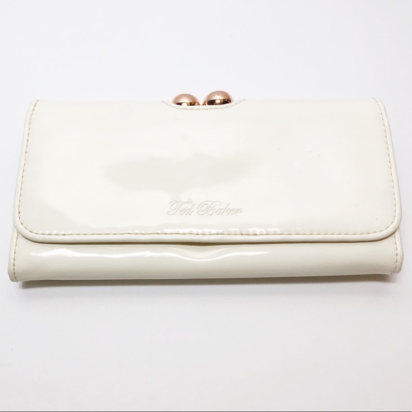 Ted Baker Handbags - Ted Baker White Patent Leather Rose Gold Wallet